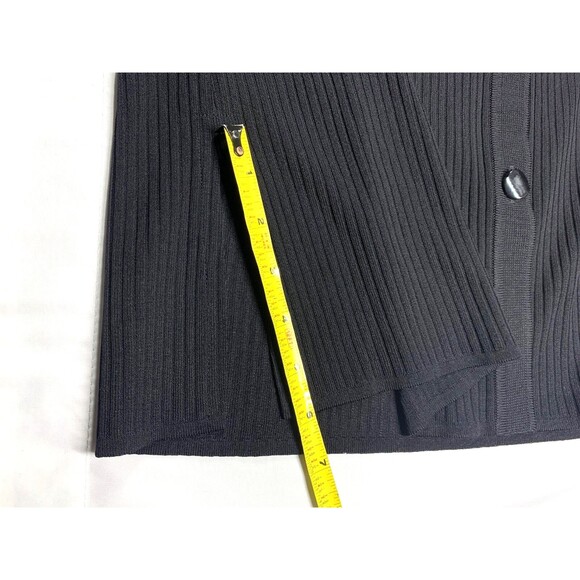 Misook Woman Size 1X  Black Ribbed Button Front Shirt Large Ruffle Collar - Picture 8 of 8